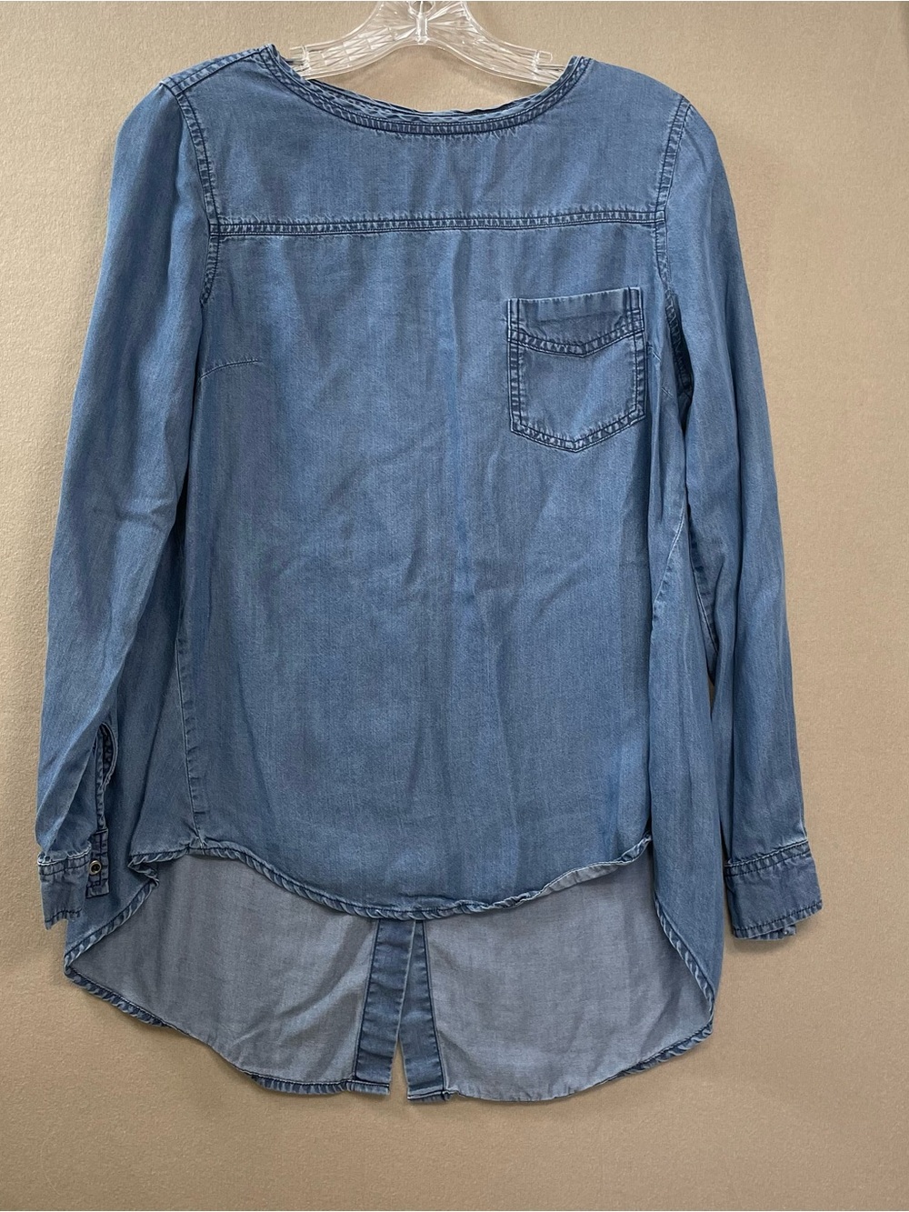 Love 8 Womens Blue Denim style Top tunic hi lo small